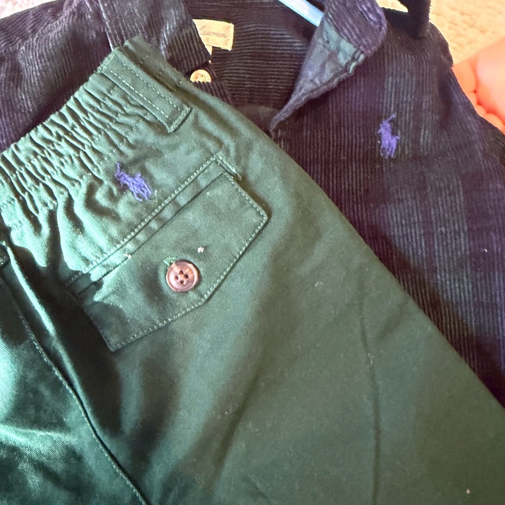 Ralph Lauren Navy Corduroy Polo with Blue Pony Embroidery